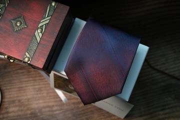 酒紅色大斜紋領帶真絲商務正裝necktie