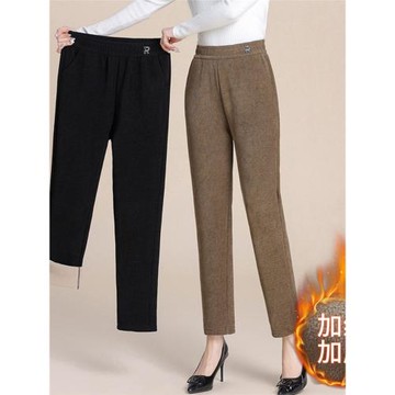 新款秋冬裝女士2025休閑褲媽媽褲子高腰寬松百搭口袋冬季直筒長褲