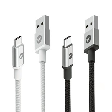 mophie 300cm USB-A To USB-C 編織快速充電傳輸線 黑色