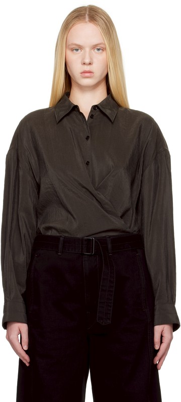 LEMAIRE 棕色 Straight Collar Twisted 衬衫