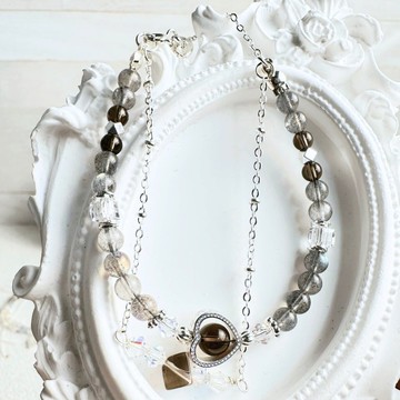 月光靈韻 雙層水晶手鍊 灰月光 x 茶水晶 x 白水晶 Swarovski水晶