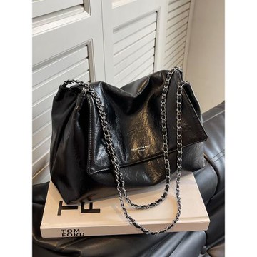 夏季高級質感黑色包包女包新款潮2025時尚百搭單肩包大容量鏈條包