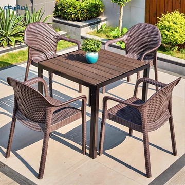 免運 戶外桌椅組合 庭院桌椅 紫藤千葉戶外庭院花園仿藤椅防水防曬陽臺休閑露臺防腐塑木桌椅 可開發票 全館五折 工廠現貨直銷 新品特價 b8311