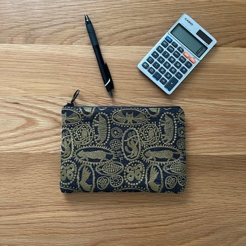 mina perhonen jungle relief 動物刺繡絨毛收納包 炭灰色