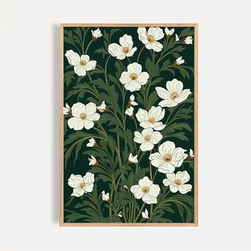 墨綠繁花 Dark Green Botanical Flowers