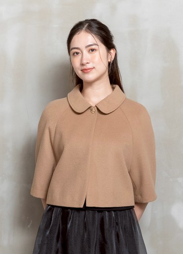 暖甜氛圍羊毛斗篷短大衣