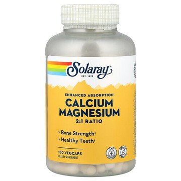 Solaray, 2:1 比例的鈣與鎂，180 粒素食膠囊