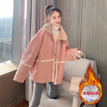 chic牛仔溫柔加絨短外套秋冬棉服