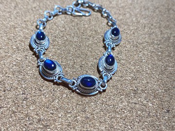 天然 拉長石 手鍊 尼泊爾 手工製 925純銀