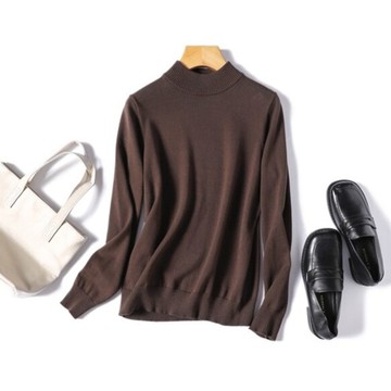 每日穿著也想擁有 100% 純棉針織圓領毛衣 11色可選 帶點暗紅的赤褐色 211001-08