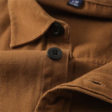 新疆長絨棉！棕色復古純棉單口袋工裝襯衫外套男女款寬松休閑上衣