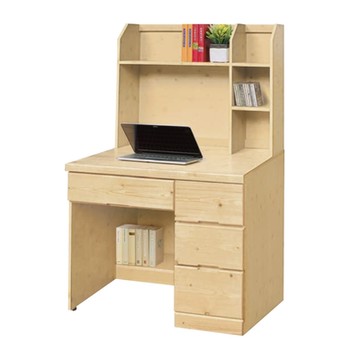 文創集 歐瑞實木3.3尺四抽書桌組合-98x58x148cm免組