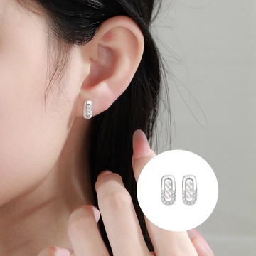 S999純銀甜姐兒酷酷風貝珠鑲鑽耳釘款耳環