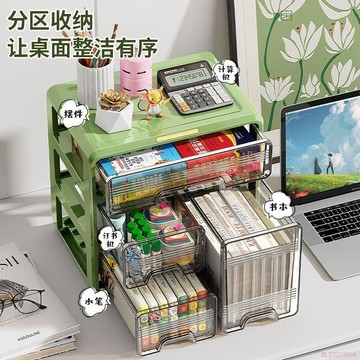桃園出貨✨【友耐】抽屜式桌面收納盒多層透明宿舍學生文具書本整理盒化妝品收納