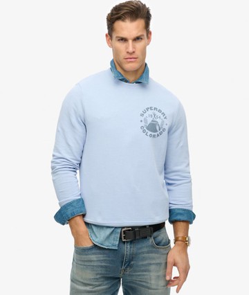 Superdry Men's Lo-fi Outdoor Mono Relaxed Crew Sweatshirt Light Blue Size: L