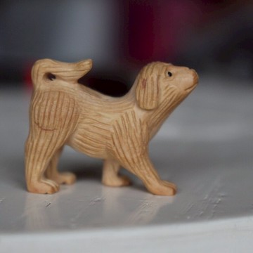 桃木雕刻十二生肖狗項鏈實木質屬相小掛件隨身桃木飾品1入