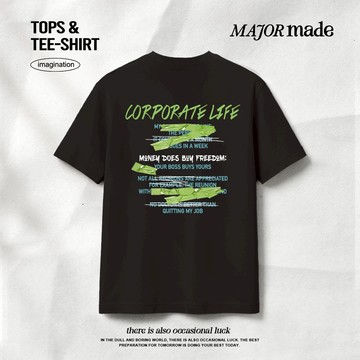 【MAJOR MADE】塗鴉螢光字母膠帶短T