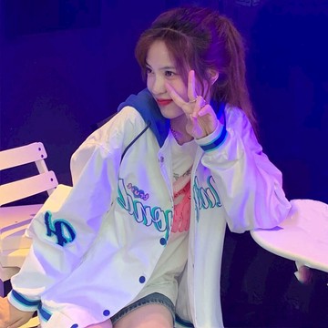 歐美復古hiphop高街夾克棒球服女秋季寬松飛行員別致連帽外套上衣