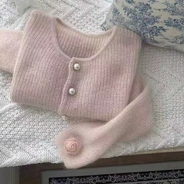 纖婕芙寬松針織開衫女薄款2022秋季新款法式慵懶軟糯寬松毛衣外套