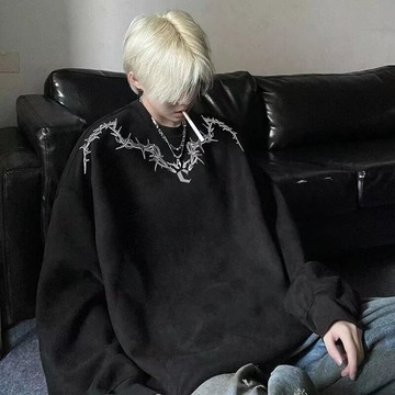 【癮品流行-YP】套頭長袖 情侶刷毛大學T 大學落肩  印花秋冬 衛衣男 春秋季韓版 新款圓領 寬鬆上衣chic港風潮流