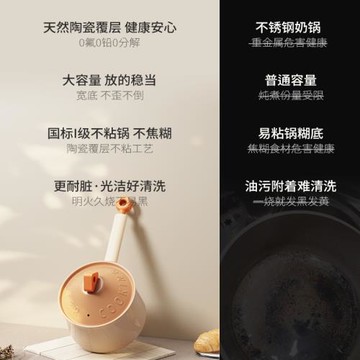 (免運)【交個朋友】Jeetee吉特陶瓷奶鍋無氟涂層不粘鍋寶寶專用健康湯鍋