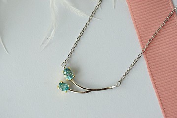 真正的藍色鋯石項鍊，925銀