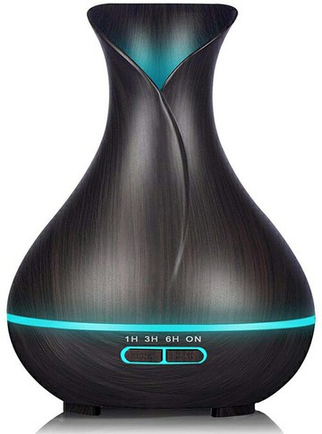 KBAYBO 【日本代購】精油芳香器 加濕器 芳香燈 550毫升 7種燈光模式-黑檀紋