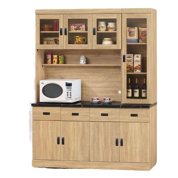 【MUNA 家居】亞伯5.3尺石面餐櫃/碗盤櫃(全組)(共兩色)原切色