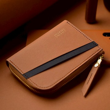 L型零錢包/短夾_醇焦糖【可加購雷雕刻字】