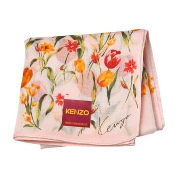 KENZO 經典品牌粉底水彩花卉圖騰字母LOGO帕巾(45CM)