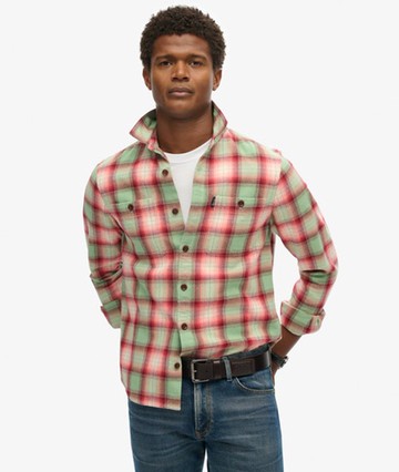 Superdry Men's Men's Vintage Check Overshirt Green / Labrea Ombre Green - Size: M