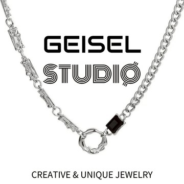 【GEISEL】黑鑽古巴拼接鍊 嘻哈項鍊 不規則項鍊 項鍊男 男生項鍊(B-046)