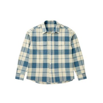 25SS Indigo靛藍 日產超長絨棉 水洗做舊泥浸染色lumber格紋襯衫