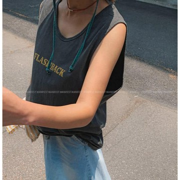 MANIFEST 正韓英文字長版背心韓國女裝 韓國男裝 長版背心個性休閒 運動風 帥氣百搭 新品現貨