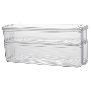 可疊加透明食物收納保鮮盒 雙層 冰箱收納 食物保鮮  13 x 12.5 x 31cm  1個