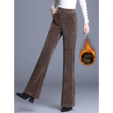 燈芯絨褲子女秋冬2025加厚高腰顯瘦雪尼爾直筒長褲加絨墜感喇叭褲