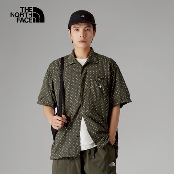 The North Face北面UE男款灰褐色防曬點點短袖襯衫｜886D21L