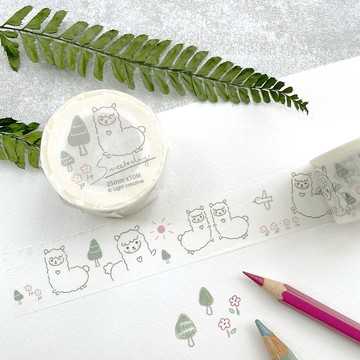 紙膠帶 - 羊駝甜甜藍藍 (日本亮面和紙 2.5 cm x 10 m )