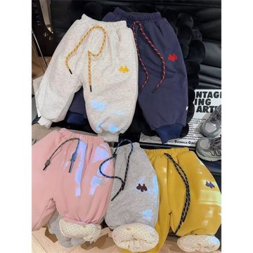 兒.童冬季四層夾棉羊毛蠶絲棉褲冬裝男女.童加厚保暖褲子一條過冬