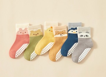 love, charlotte - 可愛動物點膠止滑無骨棉襪(腳長9cm起)-6 雙一組
