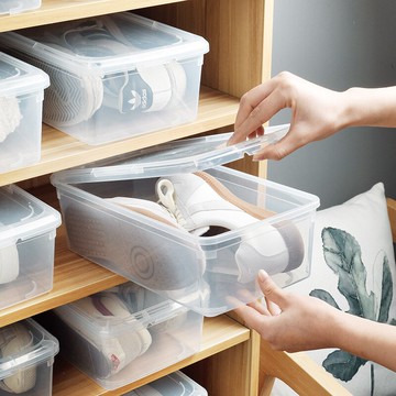 多功能簡易鞋盒透明加厚塑料翻蓋組裝防塵收納女士換季鞋盒抽屜式