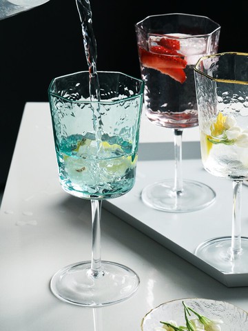 半房 北歐ins錘紋玻璃紅酒創意果酒葡萄酒杯子家用高腳洋酒香檳杯