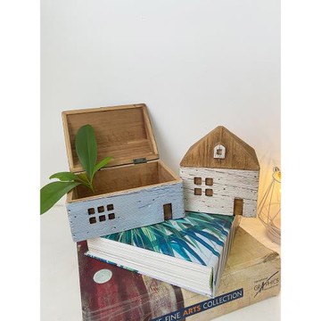 YBOX復古收納盒木制房屋紙巾濕巾盒可愛兒童房桌面辦公室懷舊擺件