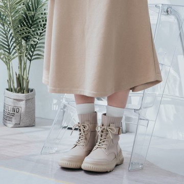 【秋冬必備】MIT可甜可鹹女短靴。皮革。柔霧杏7909