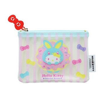 sun-star Hello Kitty 50週年 迷你拉鍊小物零錢收納袋  可愛造型圖樣  拉鍊式封口  防潑水材質  130 x 95 x 5mm  兔兔裝扮