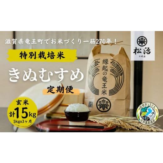 ふるさと納税 滋賀県 竜王町 定期便 3ヶ月 きぬむすめ 玄米 5kg 縁起の竜王米 特別栽培米 令和5年産  新米 ブランド米 玄米 計 15kg 定期便 3回 おこめ ご飯…