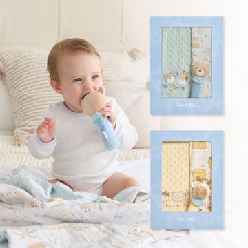 奇哥 天絲豆趣四季毯禮盒 70x90cm(四季毯+手搖鈴 寶寶新生兒禮 滿月禮 彌月禮 豆豆蓋毯 寶寶毯)