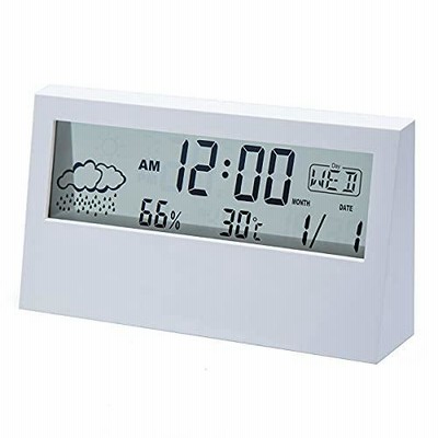 セイコー 置き時計 デジタル時計 目覚まし時計 デジタル カレンダー 温度計・湿度計付き 白