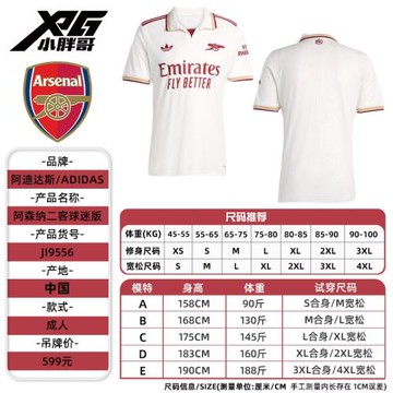 小胖哥XPG阿迪達斯25/26阿森納第二客場球迷版球衣短袖足球服男女