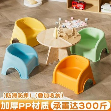 兒童小凳子塑料加厚防滑幼兒園卡通靠背椅寶寶餐椅家用可疊放收納
